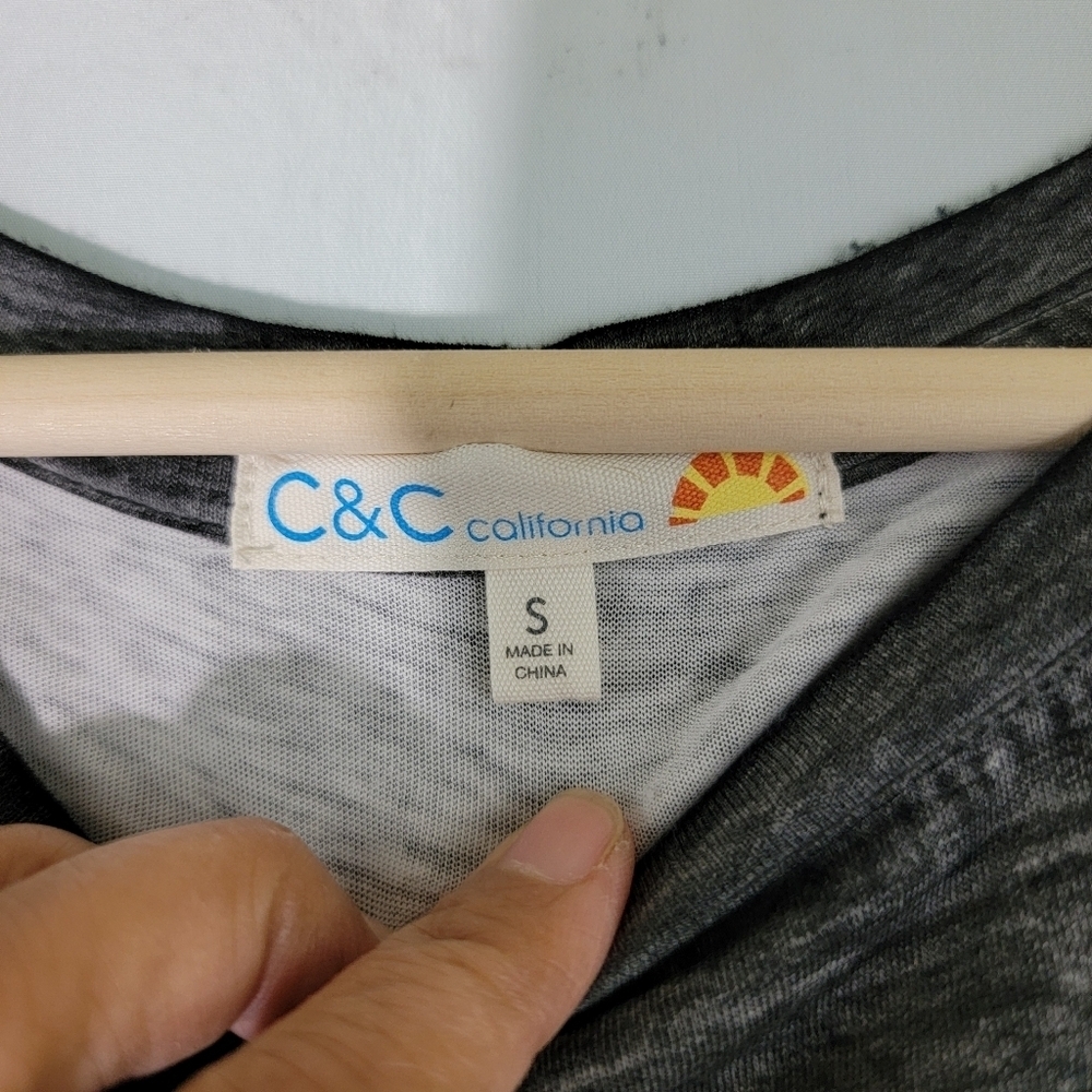 C&C California Gray Slub Cotton Casual T-Shirt Sz Small Crewneck Short Sleeve - Picture 8 of 11